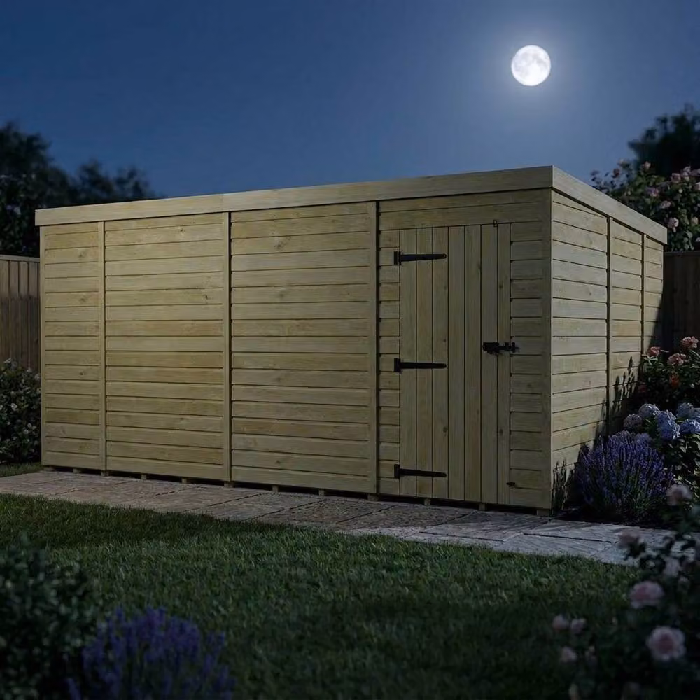 Buttercup Farm Pent Garden Shed in Brown Timber with Single Door – 3