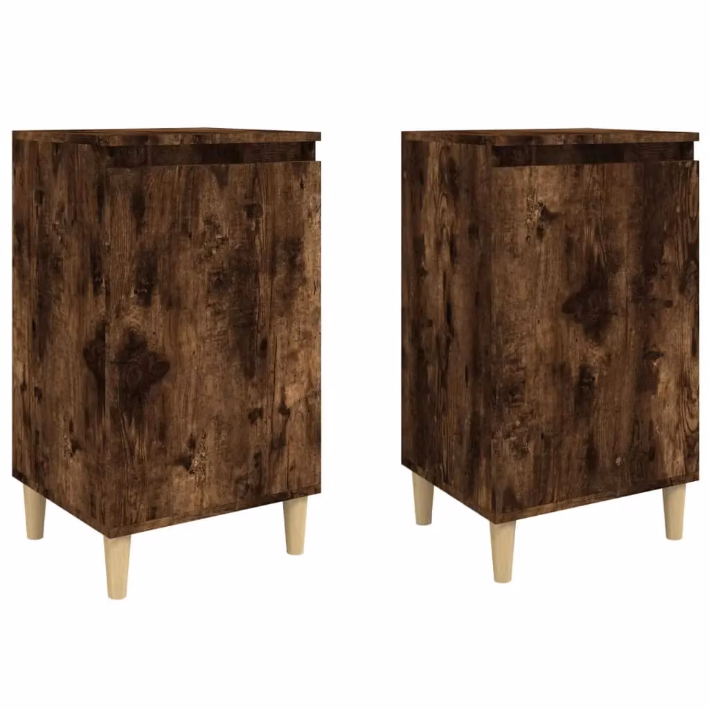 Berkfield Home Set of 2 Bedside Cabinets in Smoked Oak Brown, W/D/H: 40 x 35 x 70 cm – 2