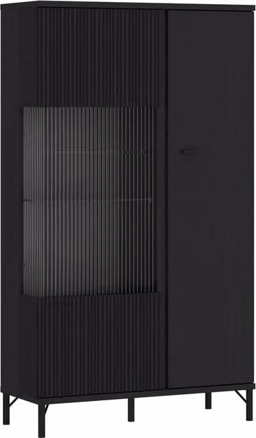 Furniture To Go Lusaka 2 Door Display Cabinet with Glass Doors in Black Anthracite