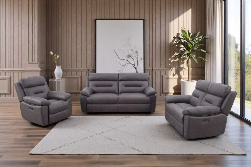 META Lucca 2 Seater Power Recliner Sofa in Dark Grey with USB Charging – 2