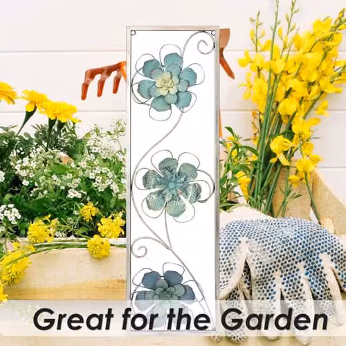 VFM e-Store Modern Floral Metal Wall Art, Multicolour, W: 71 cm, H: 21 cm – 3