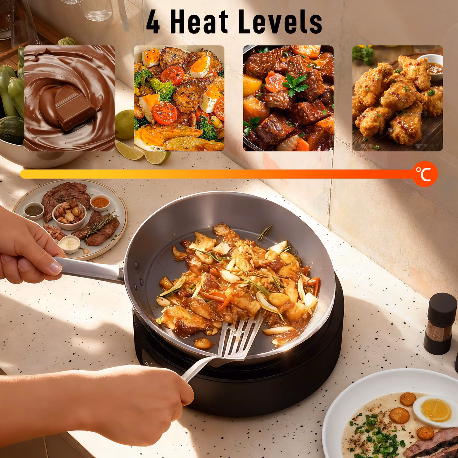 HOMCOM Electric Ceramic Hob with Grill Plate, Black Multifunctional 36cm Plug-in Hob with Digital Display and 4 Heat Levels – 6