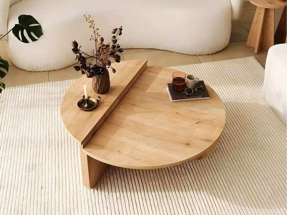 Vente-unique Aloeve Set of 2 Nested Coffee Tables in Light Oak and Beige – 4