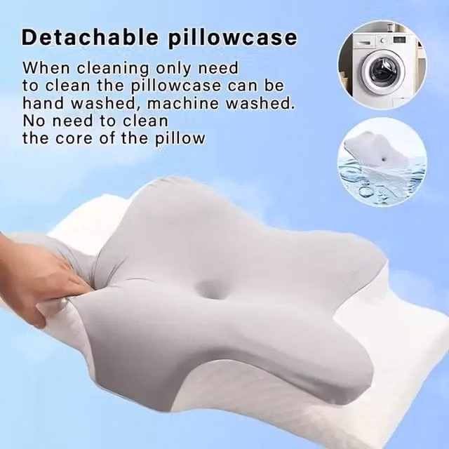 NESTLUNE Ergonomic Memory Foam Cot Bed Pillow for Babies in White – 1