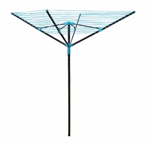JVL 4 Arm Powder Coated Steel Rotary Airer in Grey with 50m Drying Space
