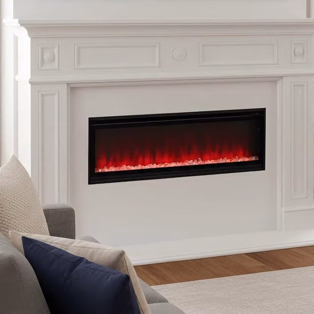 Living Star Luxury Wall Mounted Electric Fireplace in Black, Width: 127 cm
