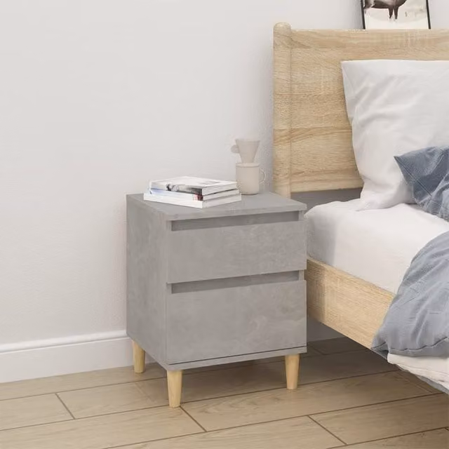 Berkfield Home Bedside Cabinet in Grey, W/D/H: 40 x 35 x 50 cm