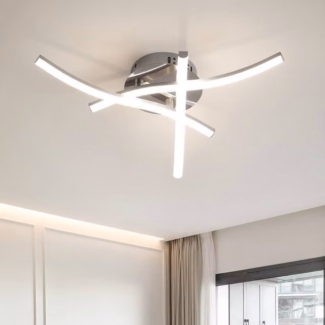 Pheashine Modern LED Suspended Ceiling Light in Silver with 4000K Neutral Light