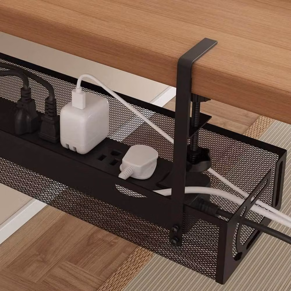 EONLION Under Desk Cable Tidy Wire Cord Storage Rack Organizer, Black, Width: 50 cm – 3