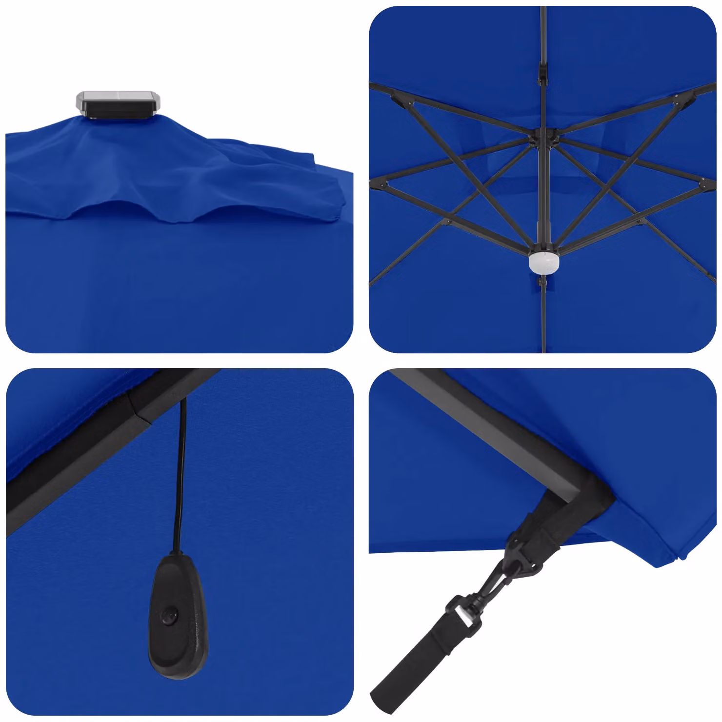 Berkfield Home Roma Cantilever Parasol with LEDs in Azure Blue, Aluminium, W/D/H: 284 x 285 x 270 cm – 3