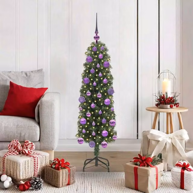 Berkfield Home Green Artificial Christmas Tree with 150 LEDs and Stand, H 120 cm x W 38 cm x D 38 cm – 1