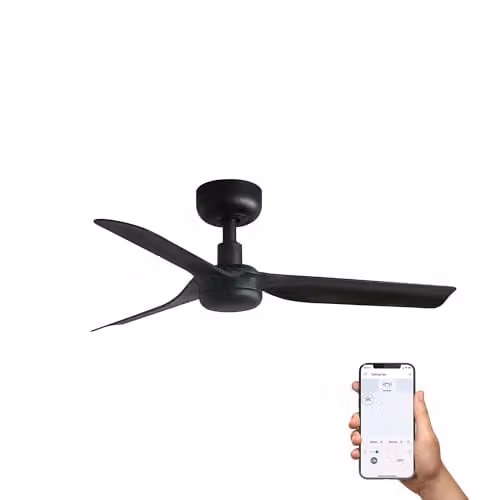 Netlighting Mini Punt Small 3 Blade Ceiling Fan in Matt Black with Tuya Smart App Control
