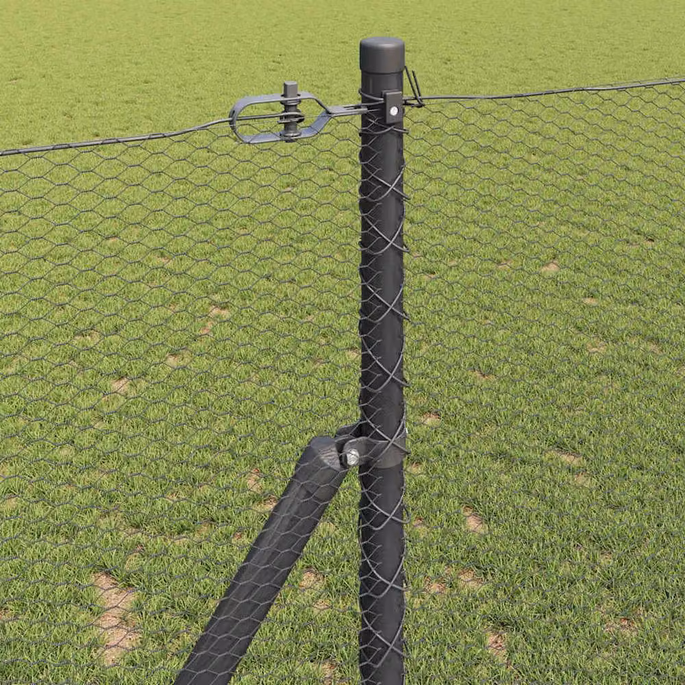 Berkfield Home Modern Fencing Set of 2, Grey Powder-Coated Steel, W: 1 m, H: 25 cm – 4