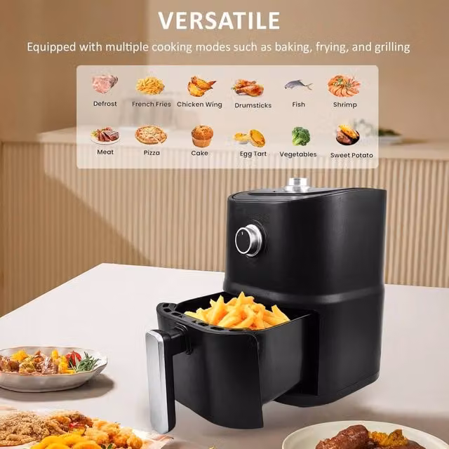 EONLION 3L Compact Manual Air Fryer in Black – 1