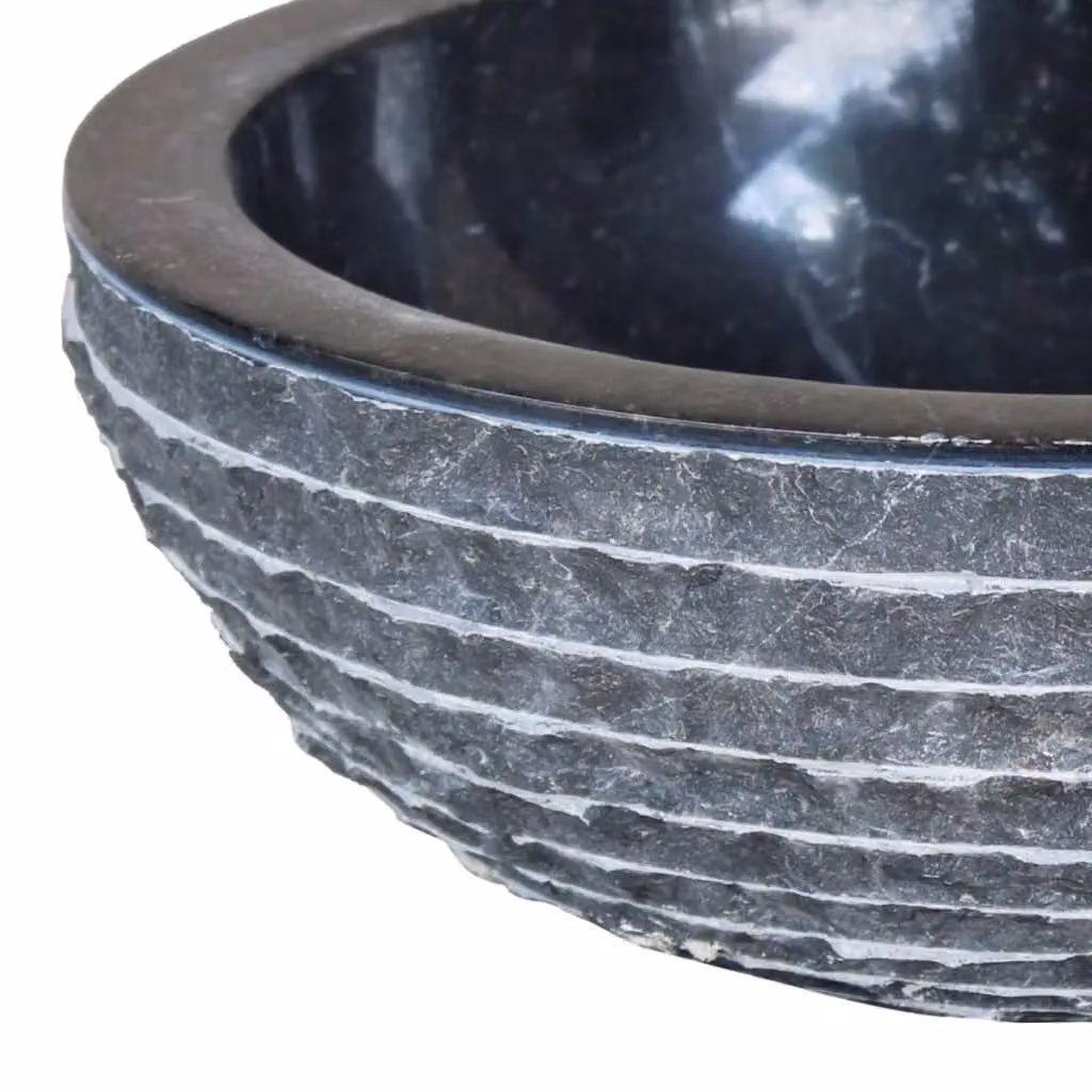 Berkfield Black Marble Round Basin, Diameter: 40 cm – 3
