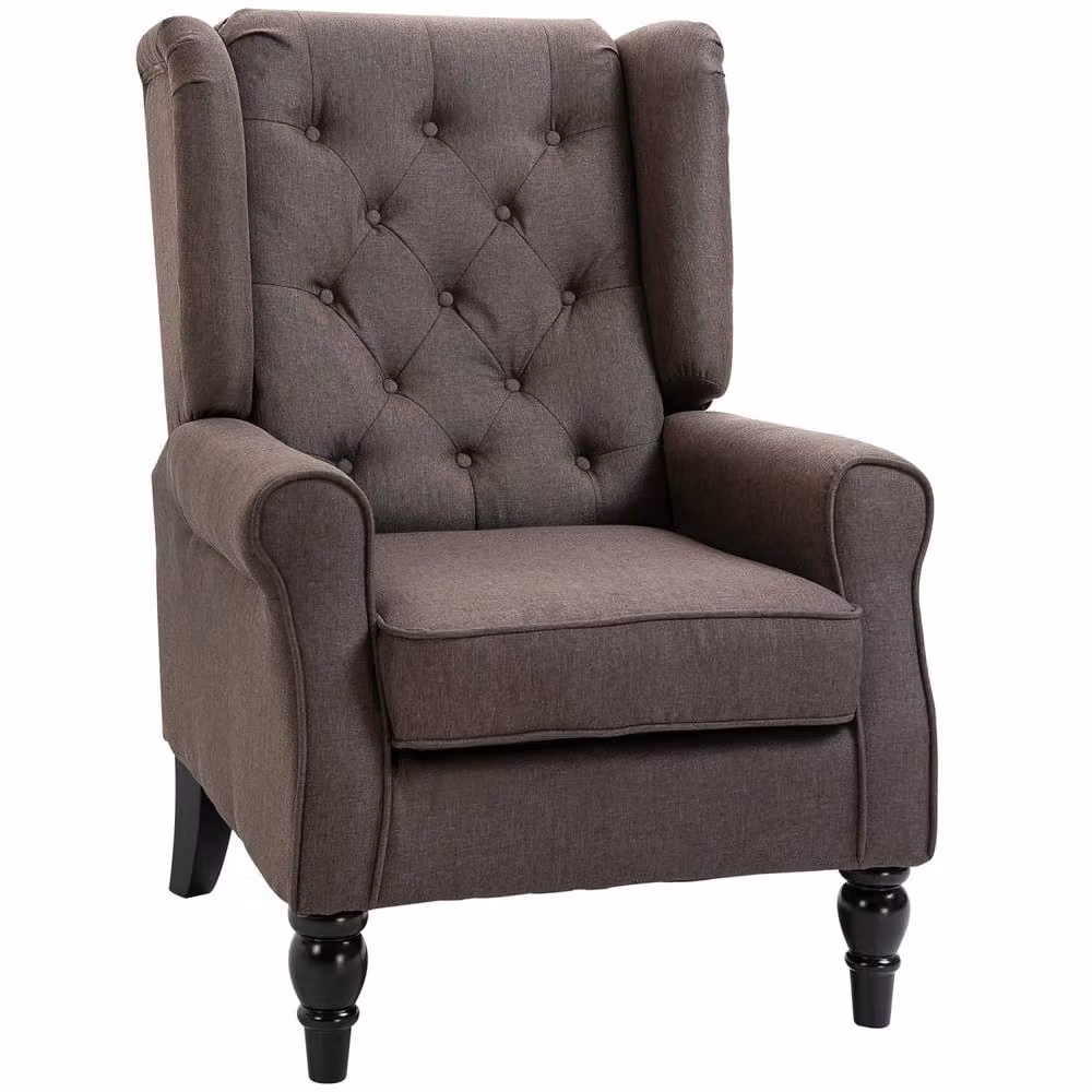 Wyld Haus Mizi Brown Wingback Accent Chair with Button Tufting and Solid Wood Frame – 2