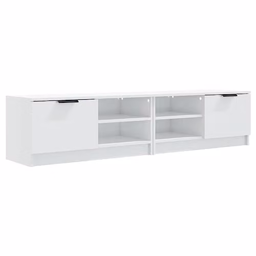 vidaXL 2 Piece Modern High Gloss White TV Cabinet Set, W: 80 cm, D: 35 cm, H: 36.5 cm