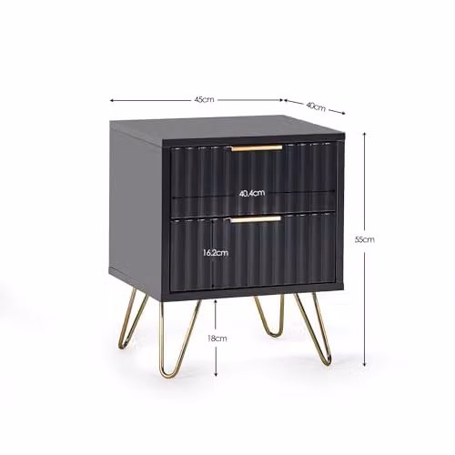Julian Bowen Murano Modern Square Lamp Table in Black and Gold, W/D/H: 40 x 40 x 55 cm – 2