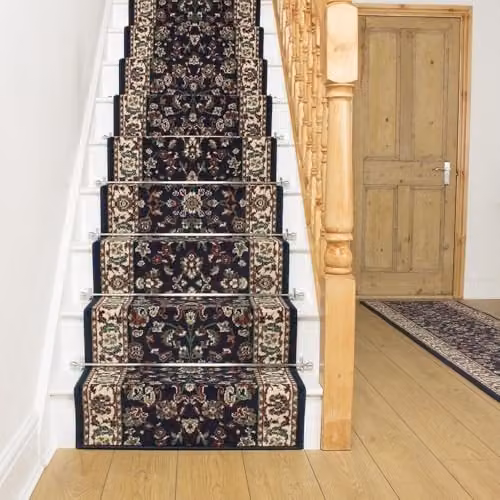 runrug Persian Stair Runner Carpet in Blue, W: 60 cm, L: 450 cm