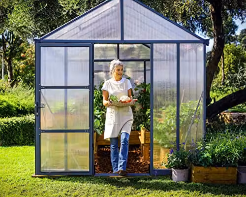 Palram Glory 6 m2 Polycarbonate Gable Greenhouse in Grey – 3