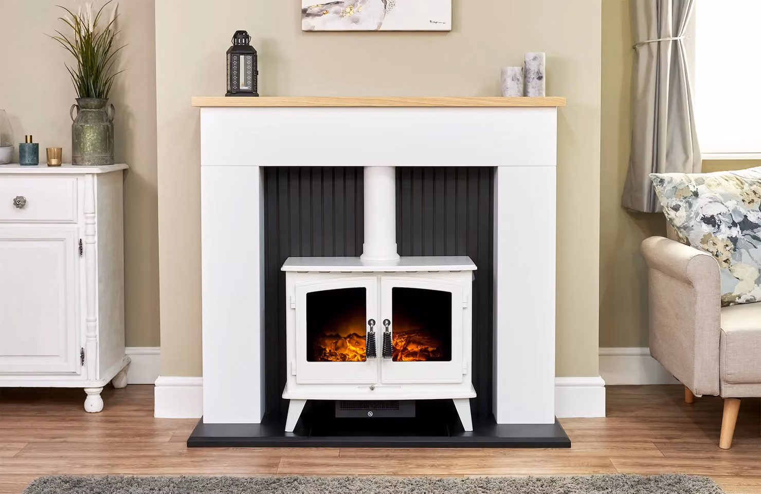 Adam Fires & Fireplaces Innsbruck Electric Stove Fireplace in Pure White – 3