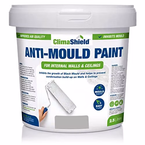 ClimaShield Anti Mould Paint in Grey, 2.5L, Water Based Mould Resistant Paint for Walls and Ceilings – 1