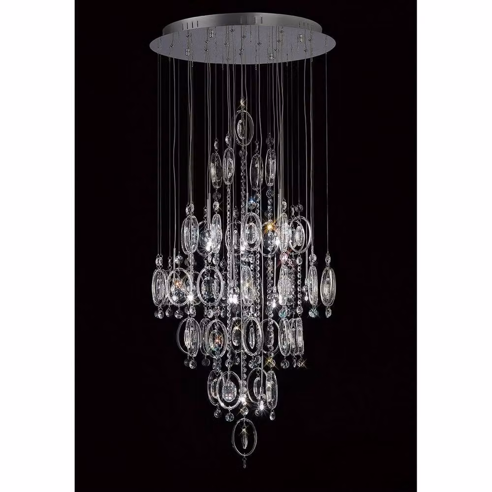 Netlighting Solana 18-Light Crystal Pendant Light in Chrome and Grey – 2
