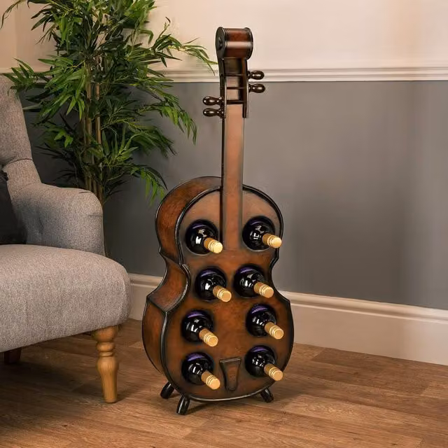 Christow Cello Wooden 8 Bottle Wine Rack in Brown Mahogany Effect, H: 101 cm, W: 39 cm, D: 18 cm – 1
