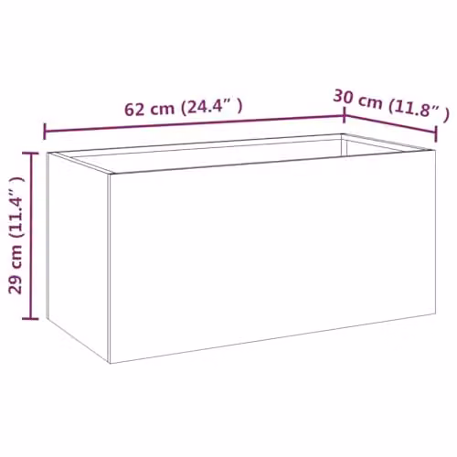 vidaXL Corten Steel Planter Tub, Brown, W: 62 cm, D: 30 cm, H: 29 cm – 3
