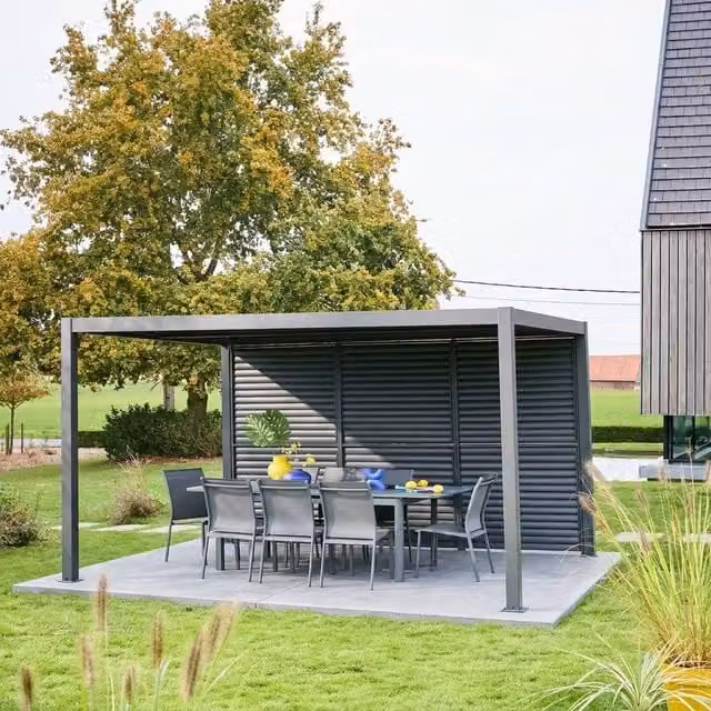 Sweekeek Adjustable Aluminium Louver Panel for Triomphe 4x3m Pergola, Dark Grey, Width: 130 cm