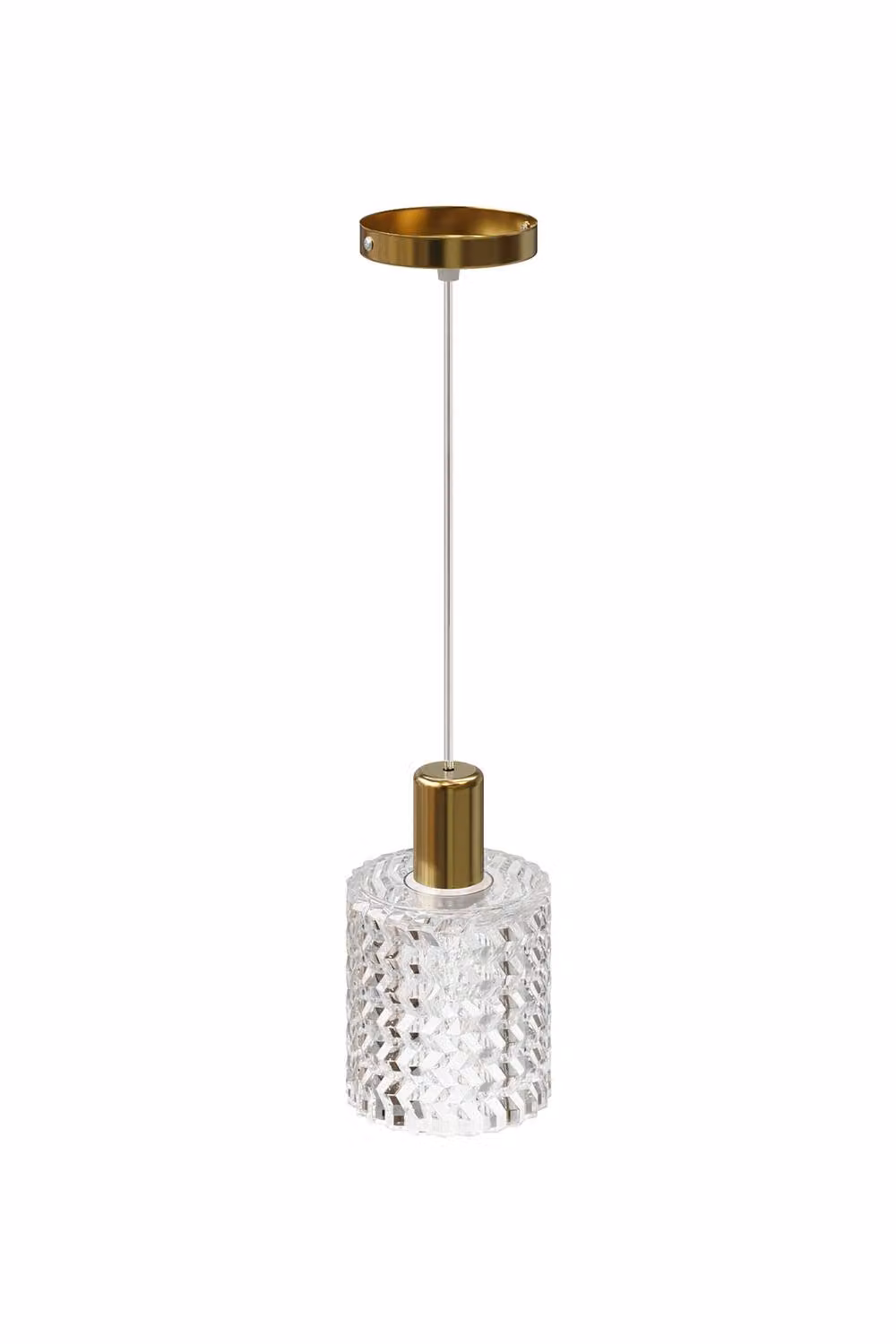 Living and Home Modern Gold and Brass Iron Pendant Light with Transparent Glass Cylinder Shade – 3