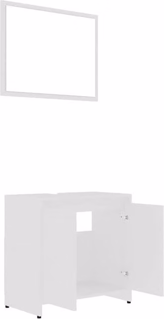 Berkfield Home Modern White MDF Freestanding Bathroom Vanity Unit with Hinged Doors and Internal Shelves W/D/H: 61 x 33 x 60 cm