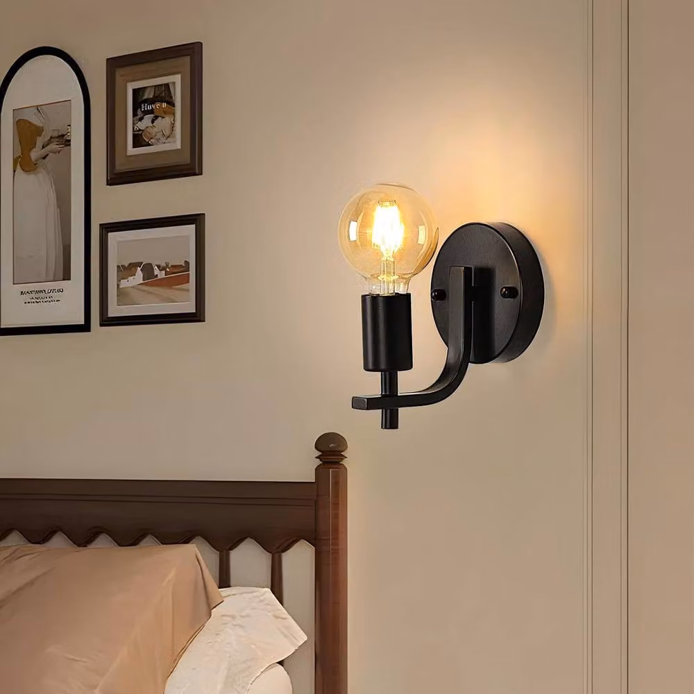 Goeco 4 Pack Industrial Vintage Metal Wall Lights in Black with E27 Up and Down Lighting – 3