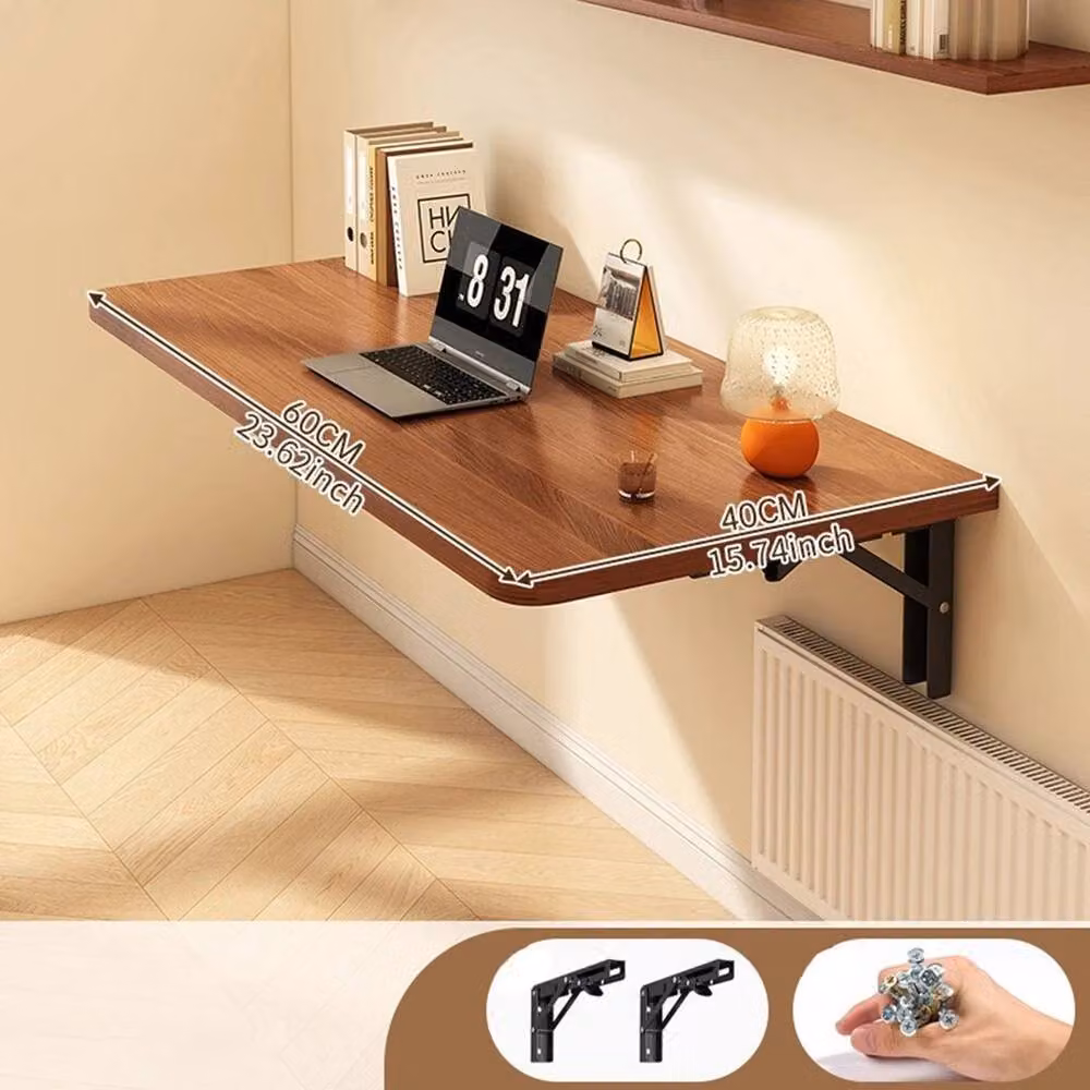 PAWNORA Wall-Mounted Floating Writing Desk in Brown, W: 60 cm, D: 40 cm – 2