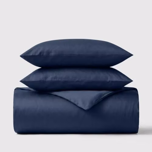 Bedable 460 Thread Count 100% Cotton Sateen Duvet Cover and Pillowcase Set, Blue, 90 x 200 cm – 1
