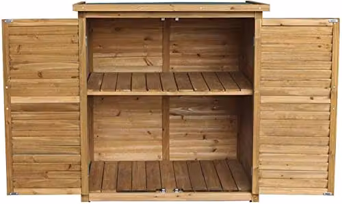 HYGRAD BUILT TO SURVIVE Wooden Outdoor Garden Storage Cabinet with Double Doors and Internal Shelving, Brown, W/D/H: 87 x 46.5 x 96 cm – 5