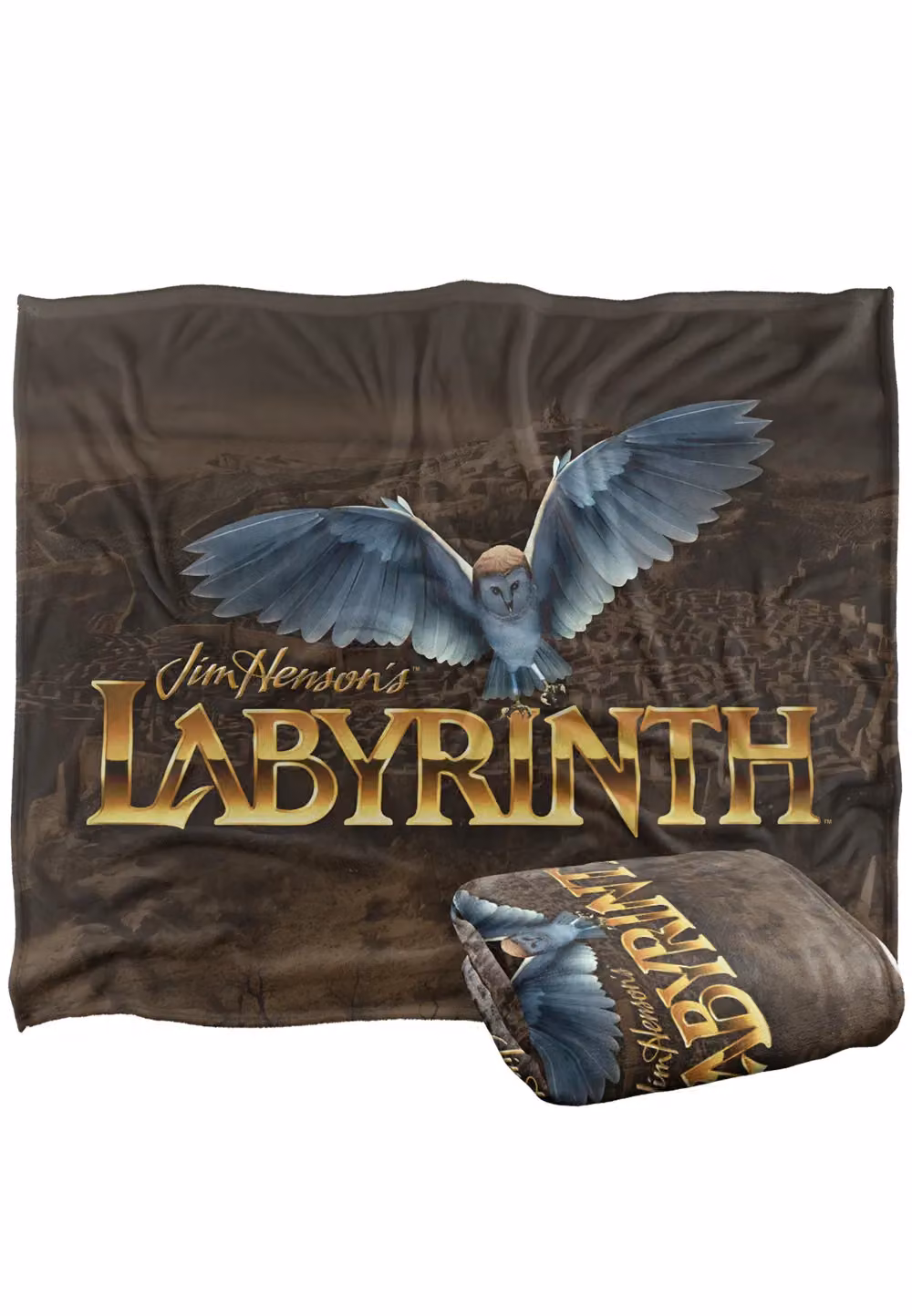 LOGOVISION Jim Henson Labyrinth Owl Logo Maze Super Soft Fleece Throw Blanket in White, W/D/H: 152 x 127 cm – 5