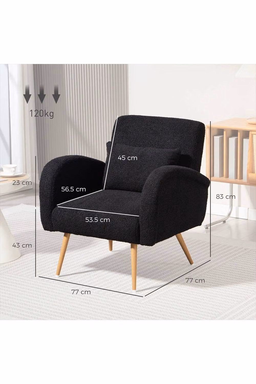 ERGOVEXA Teddy Fleece Accent Chair in Black – 2