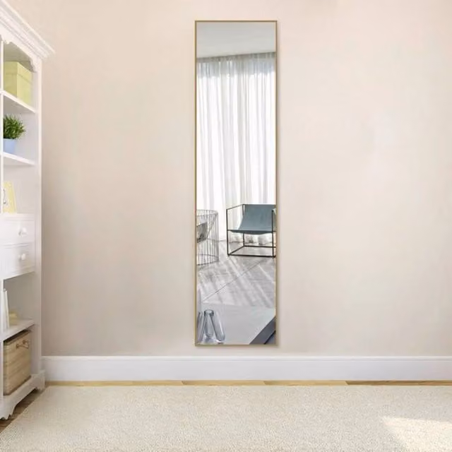 Livingandhome Modern Rectangular Full Length Wall Mirror in Gold