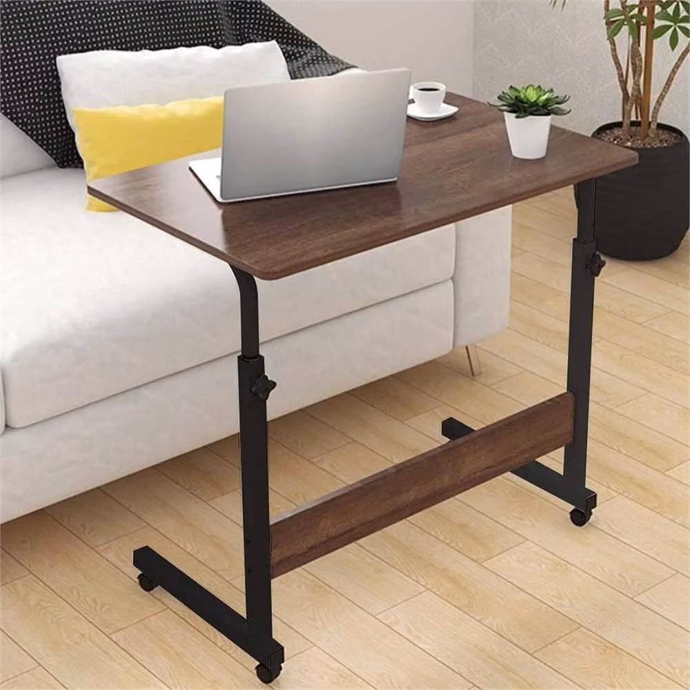 EONLION Height Adjustable Laptop Table Trolley in Brown, W/D/H: 100 x 40 x 70 cm – 2