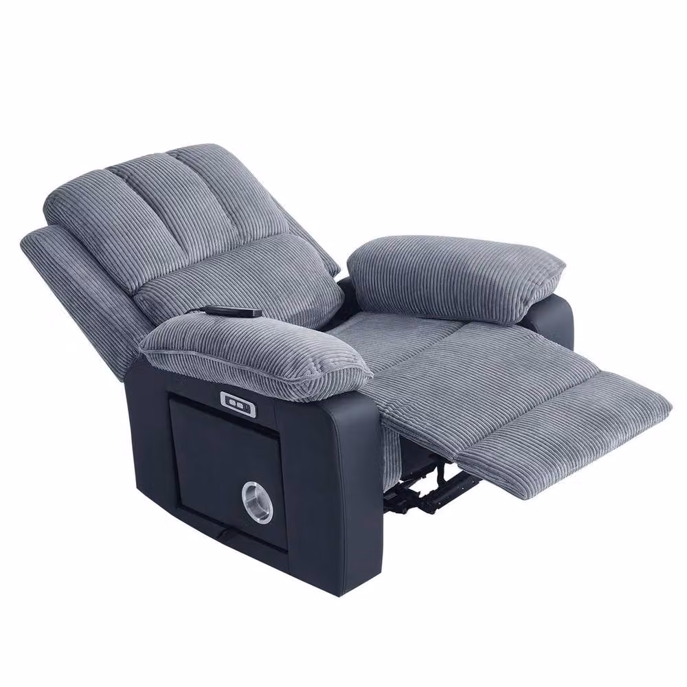 PAWNORA Grey Leather Electric Heated Massage Recliner Lounge Chair – 2