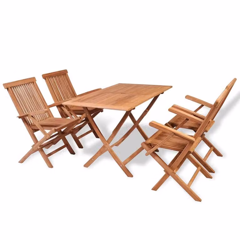 Berkfield Home 5 Piece Garden Dining Set in Brown Solid Teak Wood