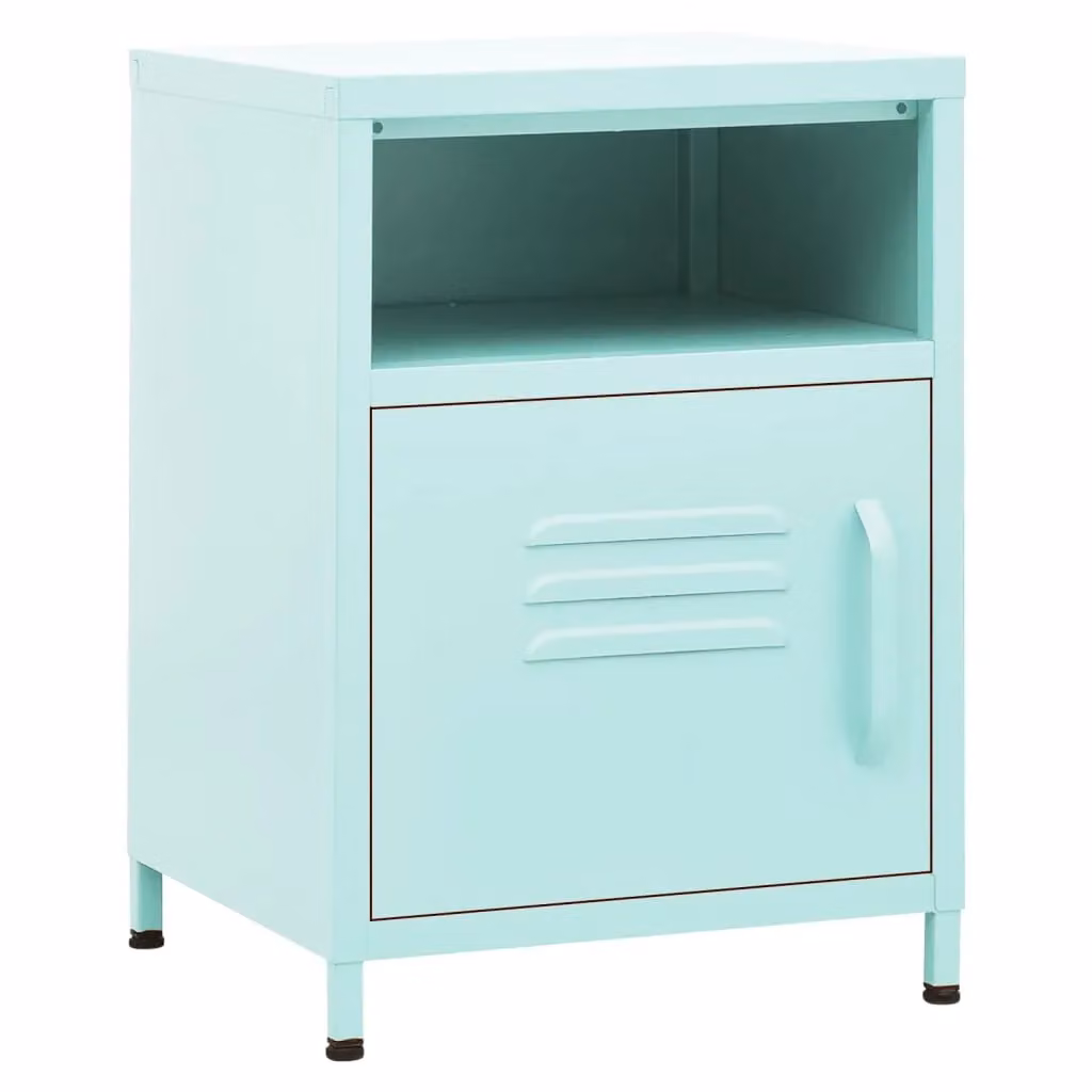 Berkfield Home Mint Nightstand in Blue Metal with Integrated Lighting, W/D/H: 35 x 35 x 51 cm – 2
