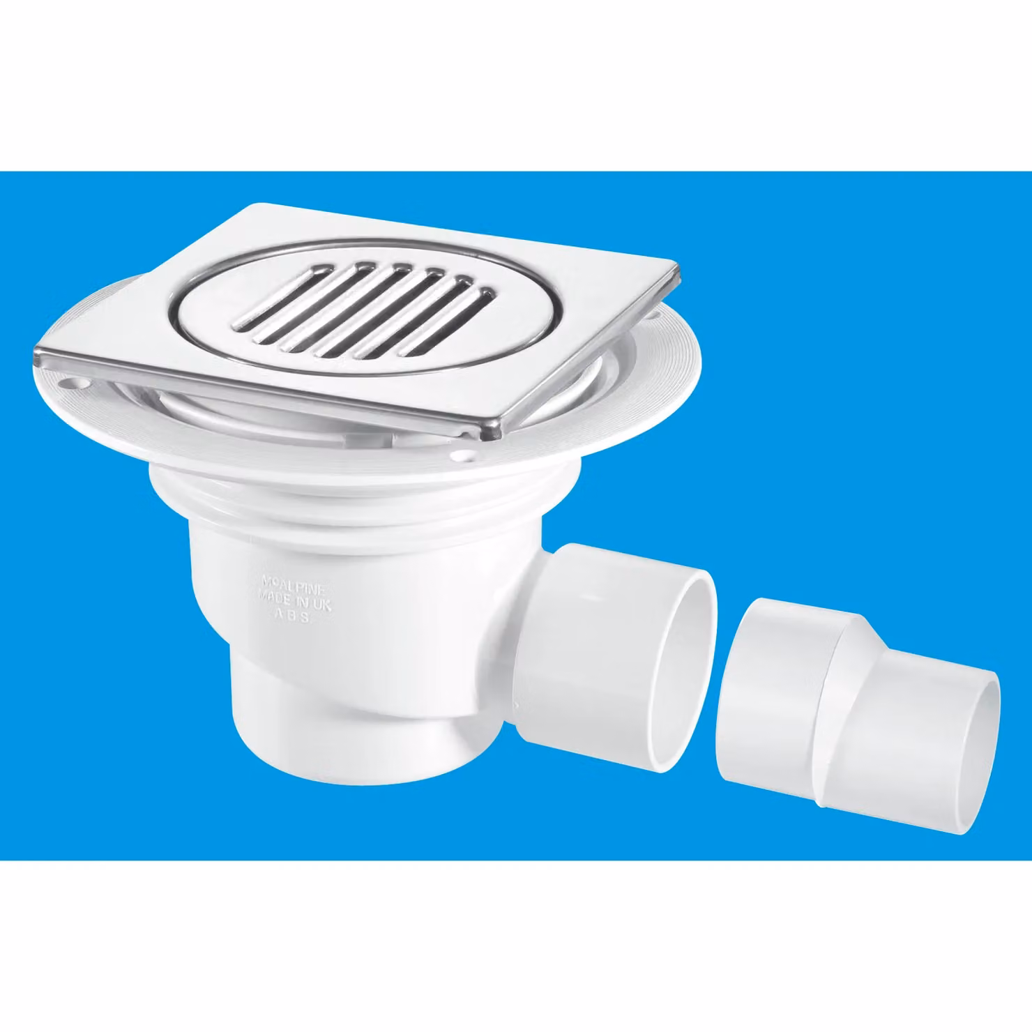 McAlpine TSG1-T150SS Square White Tile Insert Water Seal Gully with Stainless Steel Odour Trap and Horizontal Outlet – 2