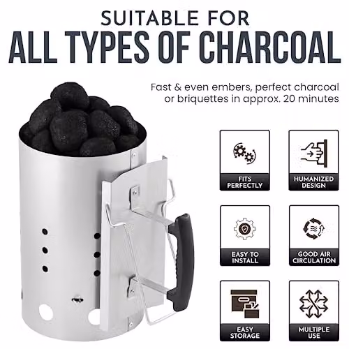 Pelle & Sol Aluminium and Steel BBQ Charcoal Chimney Starter in Silver, W/D/H: 30.5 x 20.0 x 20.0 cm – 3
