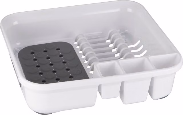Addis Premium Draining Station in White with Cup and Cutlery Holders