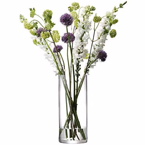 LSA International Column Vase, Handmade Clear Glass, H 42 cm x Ø 18 cm