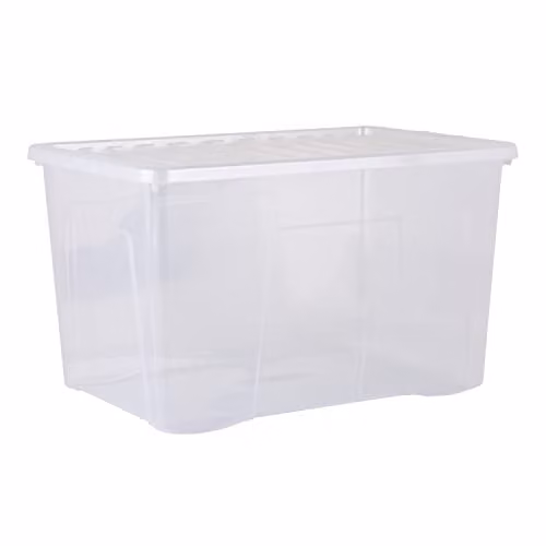 Wham Pack 4 Crystal 102L Storage Box with Lid, Transparent, W: 59.0 cm, D: 40.5 cm, H: 36.0 cm