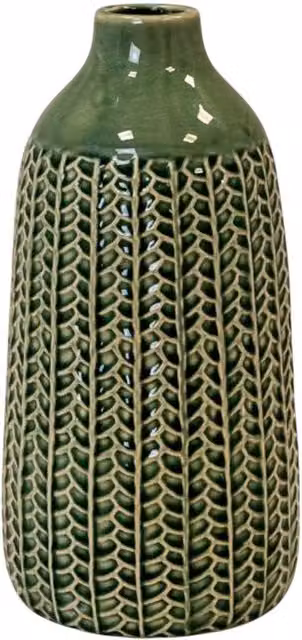 Four Candle Modern Geometric Green Ceramic Vase, Height: 28.5 cm