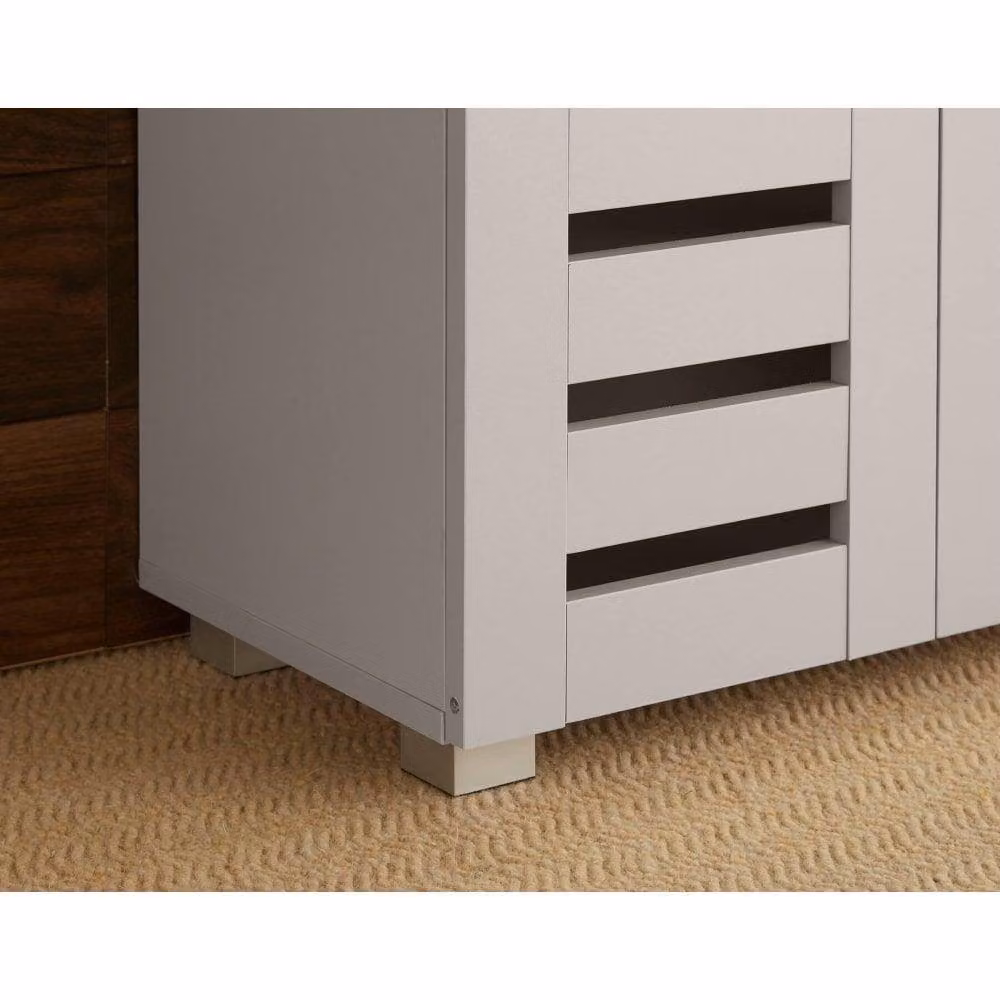 Home Source 2 Door Grey Shoe Storage Cabinet with Hinged Doors and Internal Shelves – 3